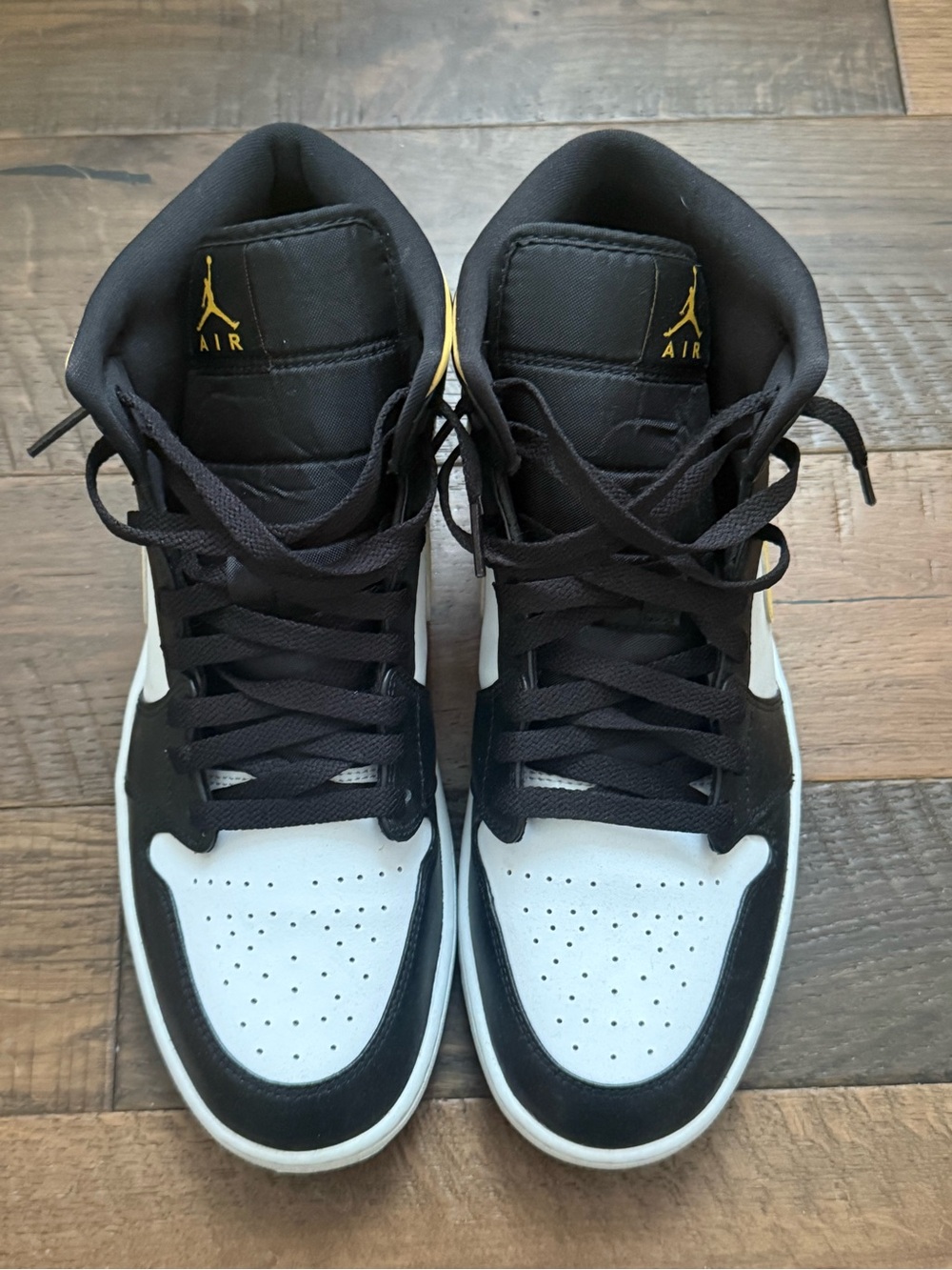 Jordan Black White with Gold Jumpman High-Top Sneakers